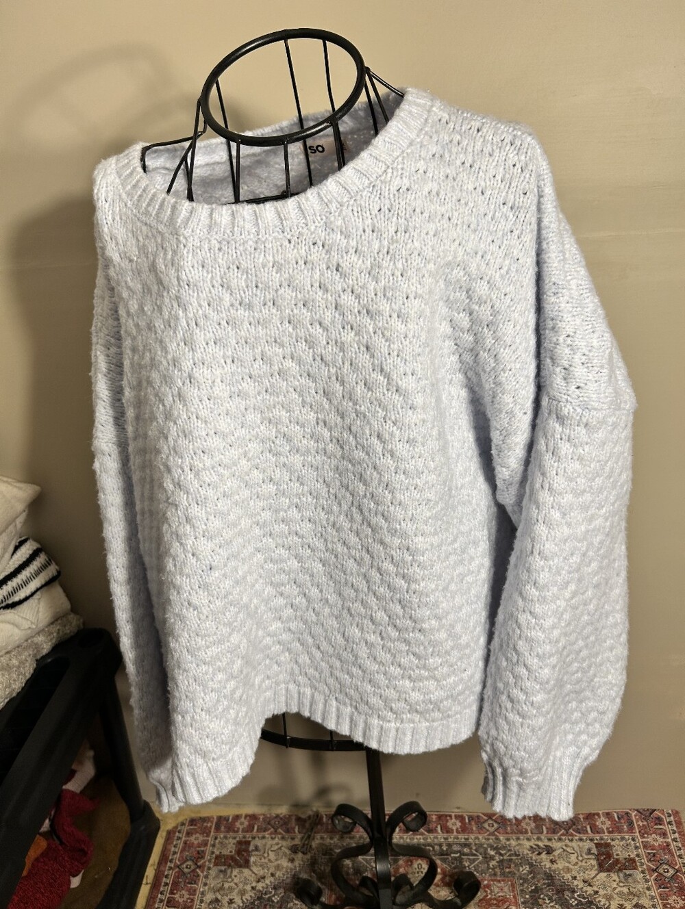 size 3x 3 x womens knit sweater  light blue soft fuzzy plus sized